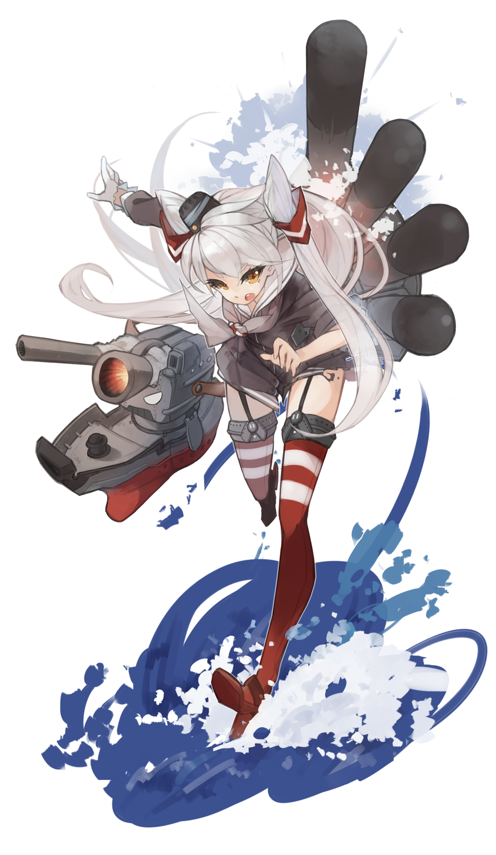 1girl, amatsukaze_(kantai_collection), brown_eyes, garter_straps, highres, kantai_collection, long_hair, primrose