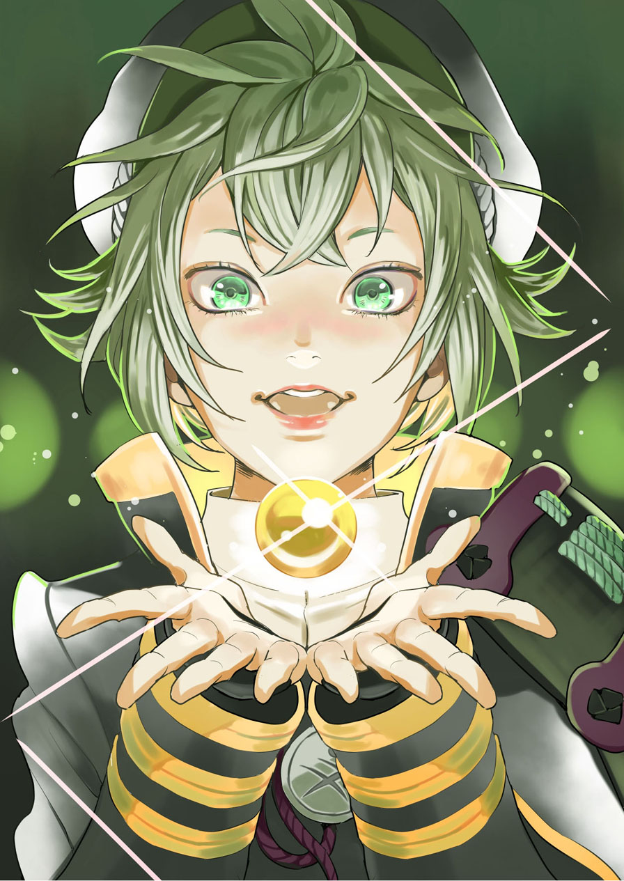 1boy, face, green_eyes, green_hair, hair_flaps, hat, highres, hotarumaru