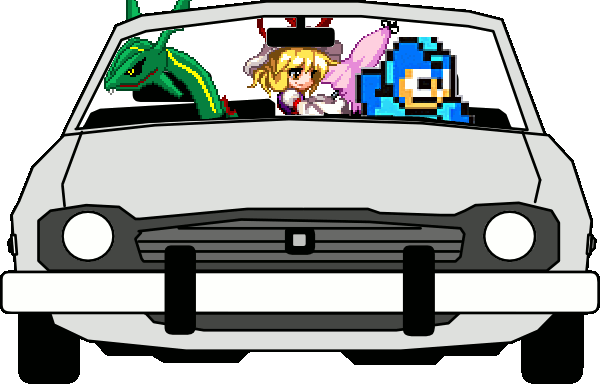 animated, animated_gif, car, crossover, mega_man_(character), mega_man_(classic), mega_man_(series), meme, nintendo, parody, pixel_art, pokemon, pokemon_(creature), rayquaza, rockman, rockman_(original), roxbury, touhou, yakumo_yukari