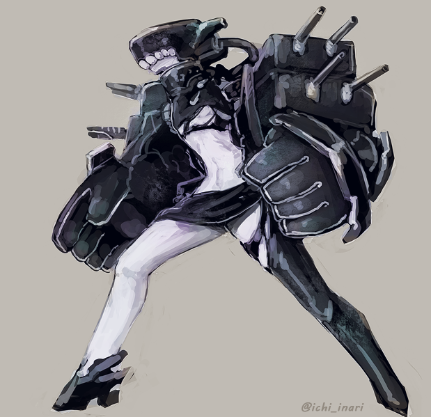 1girl, black_gloves, black_legwear, full_body, gloves, helmet, kantai_collection, mono2501