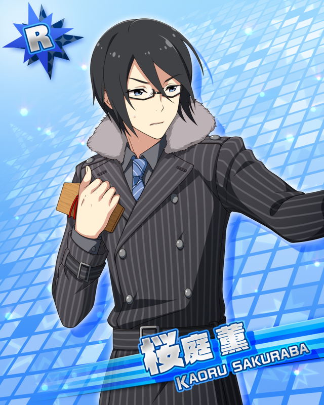 black_eyes, black_hair, blue_eyes, character_name, glasses, idolmaster, idolmaster_side-m, sakuraba_kaoru