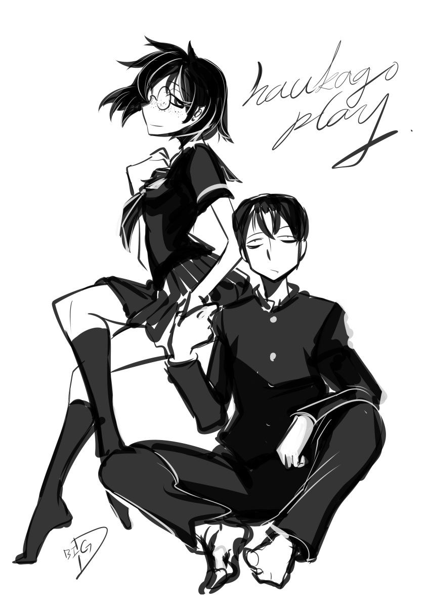 1boy, 1girl, absurdres, bags_under_eyes, big-d, copyright_name, crossed_legs, female_protagonist_(houkago_play_2)