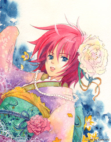 chikican, flower, gensou_suikoden, gensou_suikoden_v, hair_flower, hair_ornament, isabel, japanese_clothes
