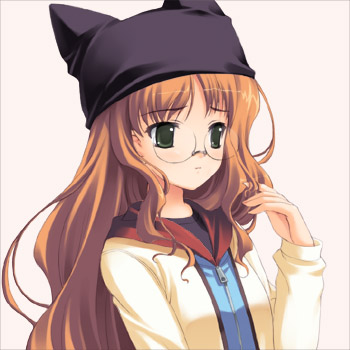 black_eyes, brown_hair, glasses, green_eyes, grey_eyes, long_hair, nekohat, nekomimi