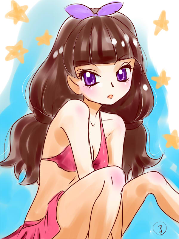 1girl, amanogawa_kirara, bikini, bikini_skirt, brown_hair, go!_princess_precure, long_hair, precure