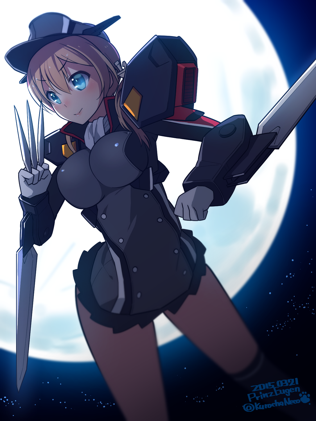 1girl, anchor_hair_ornament, blonde_hair, blue_eyes, g_gundam, gundam, gundam_spiegel, hair_ornament