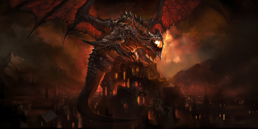 building, deathwing, dragon, highres, warcraft, world_of_warcraft