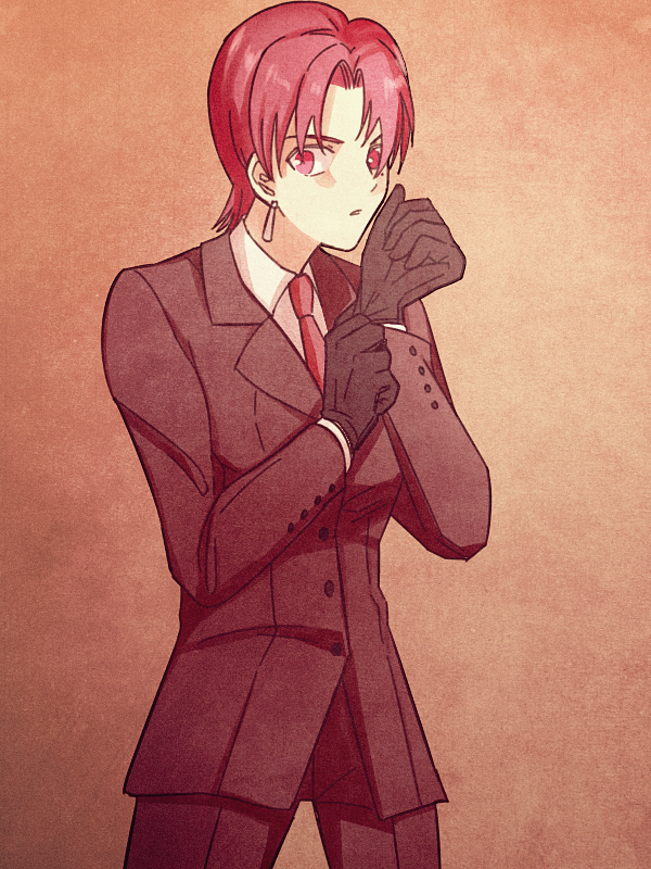 1girl, bazett_fraga_mcremitz, fate/hollow_ataraxia, fate_(series), formal, gloves, mole, pant_suit