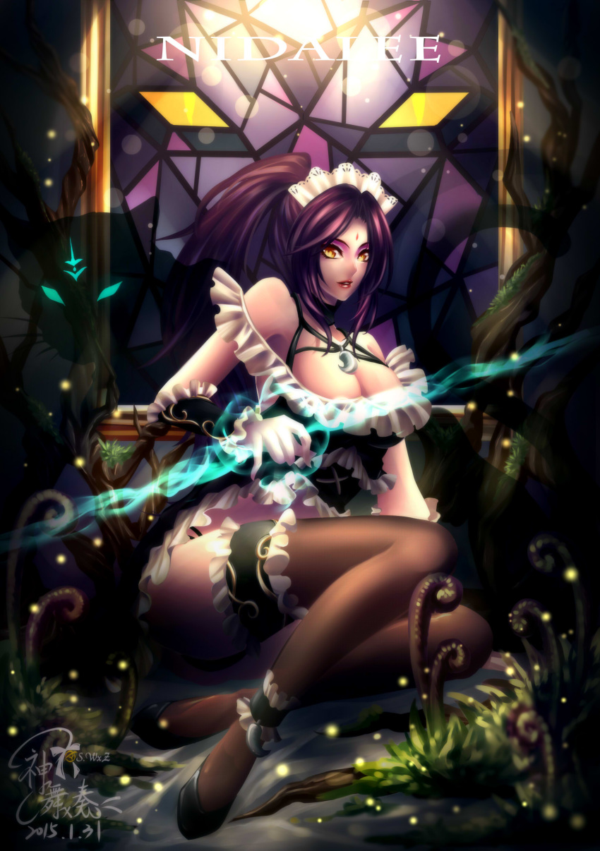 absurdres, alternate_costume, enmaided, highres, kanmai_x_sou, league_of_legends, maid, nidalee