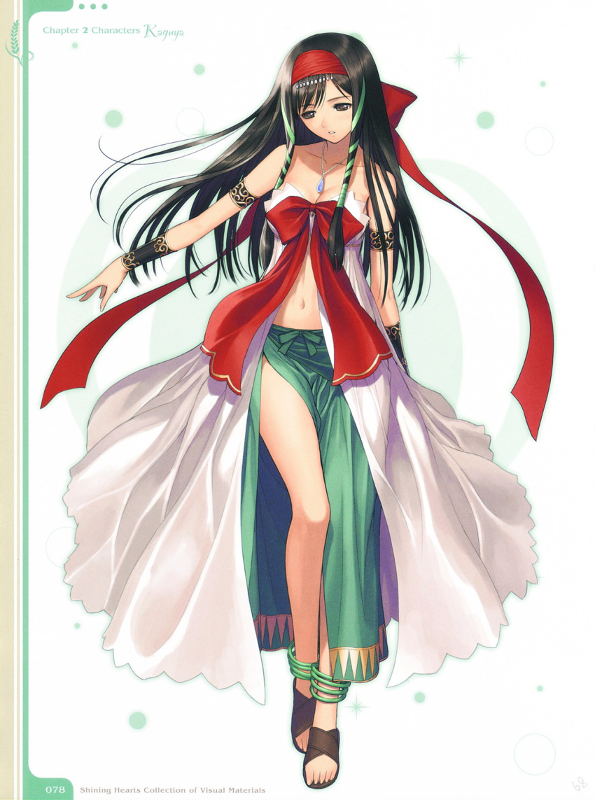 1girl, anklet, bikini_top, black_hair, bracelet, hair_ribbon, hairband, highres