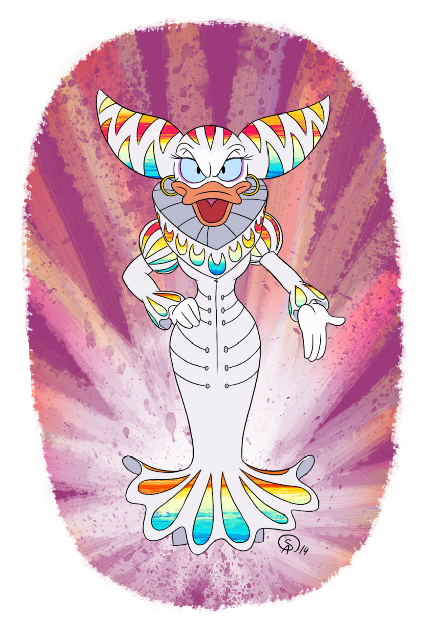 1girl, disney, dress, earrings, highres, jewelry, kill_la_kill, kiryuuin_ragyou