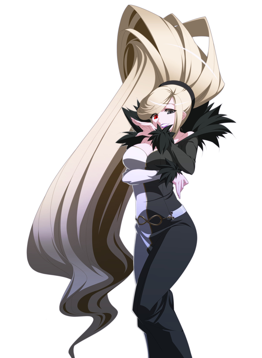 1girl, artist_request, big_hair, black_eyes, blonde_hair, breasts, cleavage, dress