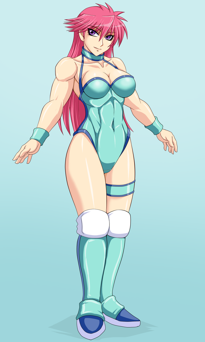 1girl, boots, breasts, cleavage, full_body, highres, kneepits, leotard