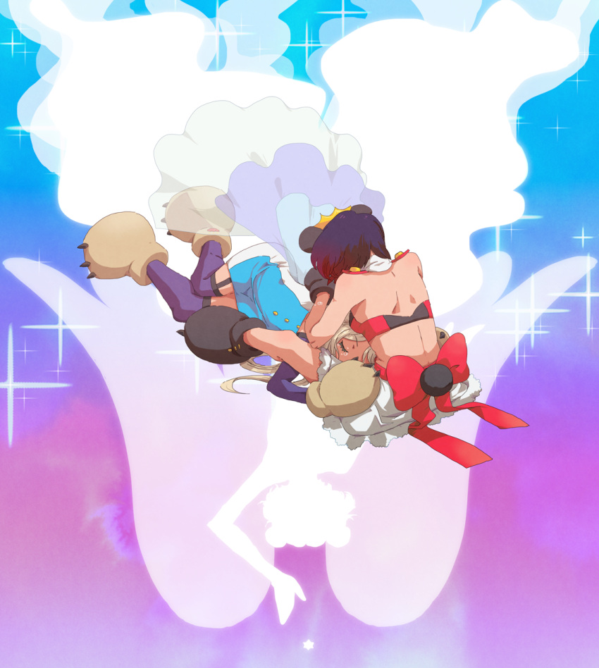 animal_ears, bear_ears, bear_paws, black_hair, highres, kumaria, spoilers, tears, tsubaki_kureha, yuri, yuri_kuma_arashi, yurishiro_ginko