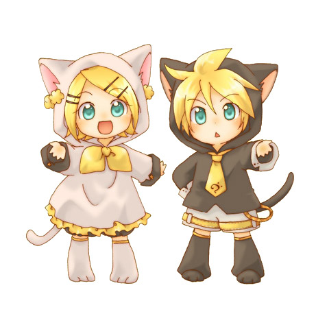 aqua_eyes, blonde_hair, cat_ears, cat_hood, chibi, hair_ornament, hairclip, hidacafe