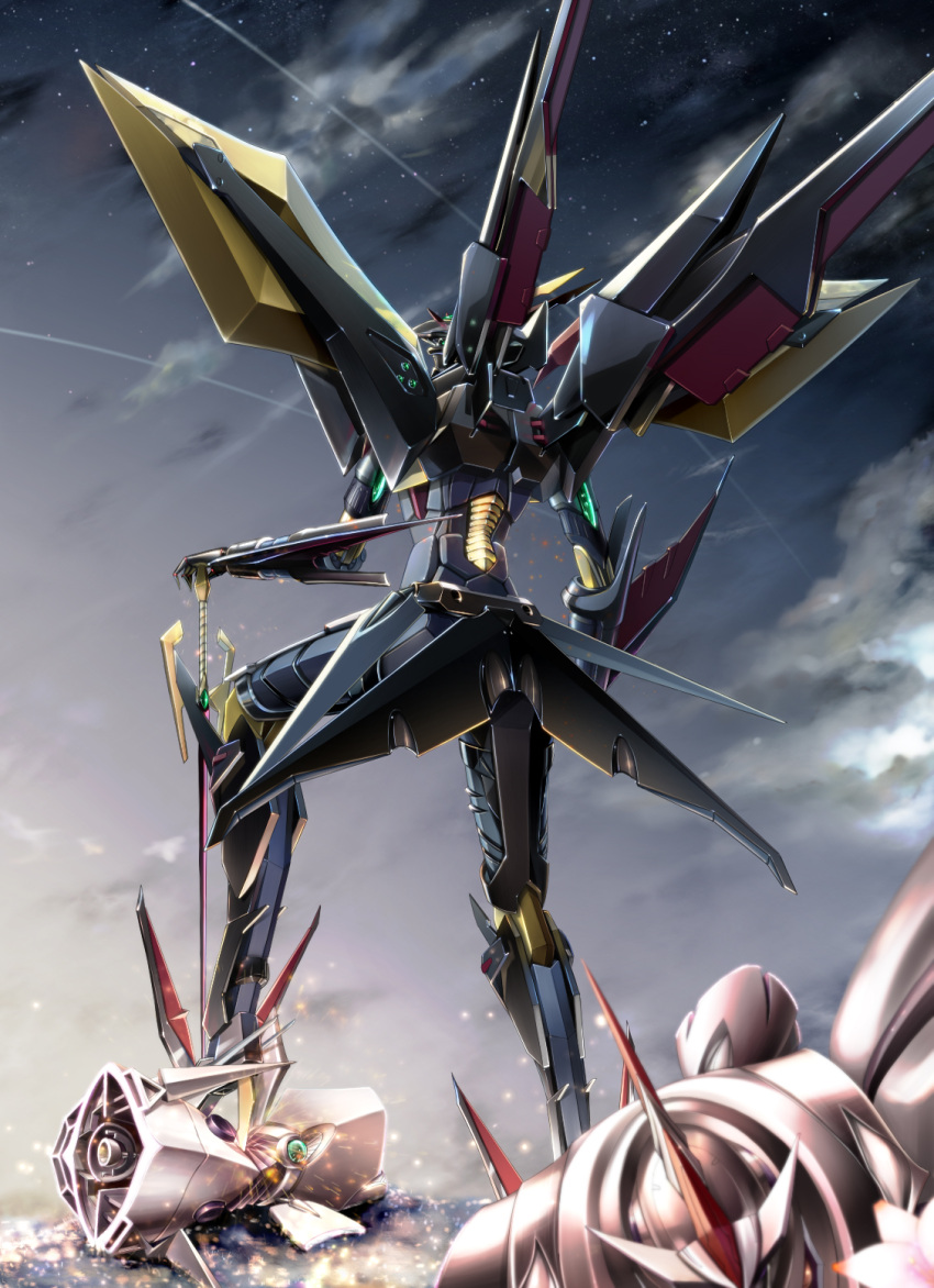 broken, cybuster, damage, highres, intuos9, intuos?, mecha, severed_limb, severed_limbs, shurouga, star, super_robot, super_robot_wars, super_robot_wars_the_lord_of_elemental, super_robot_wars_z, sword, weapon