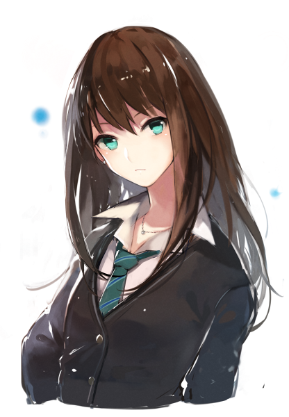 1girl, aqua_eyes, brown_hair, cardigan, haru_akinosuke, idolmaster, idolmaster_cinderella_girls, jewelry