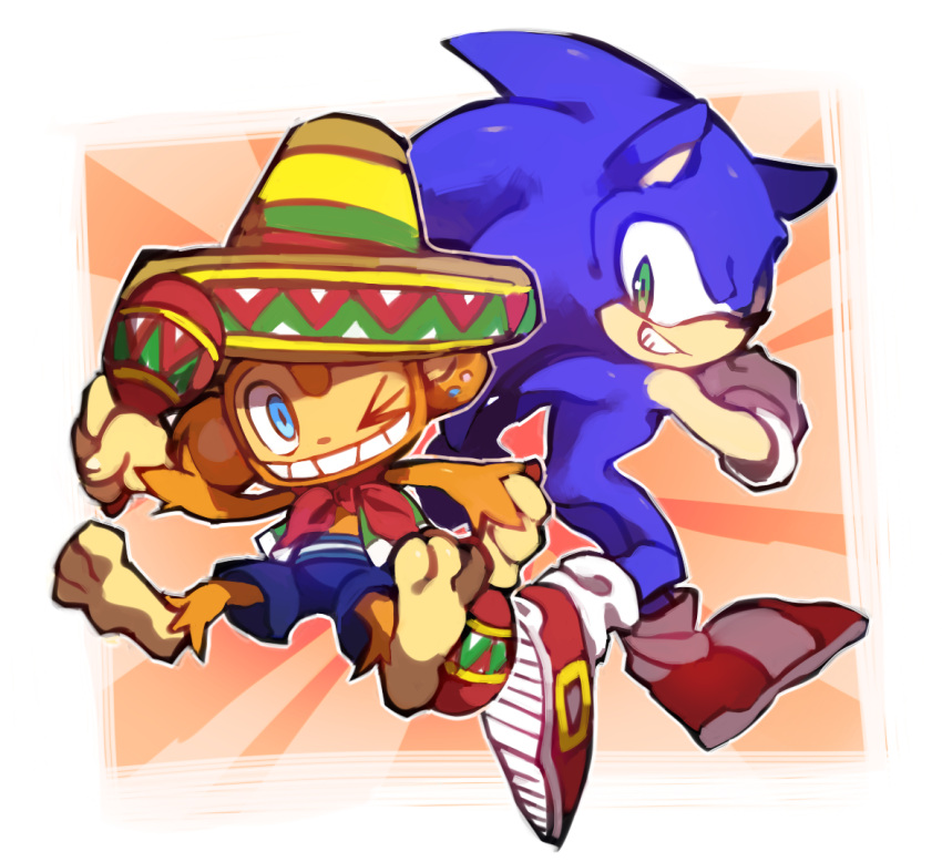 amigo, bai_mei_(unko1172), company_connection, crossover, hat, instrument, maracas, no_humans