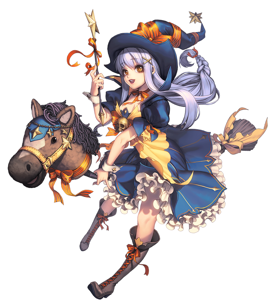1girl, alternate_costume, boots, broken_(chaos_online), broom, broom_riding, brown_eyes, chaos_heroes_online