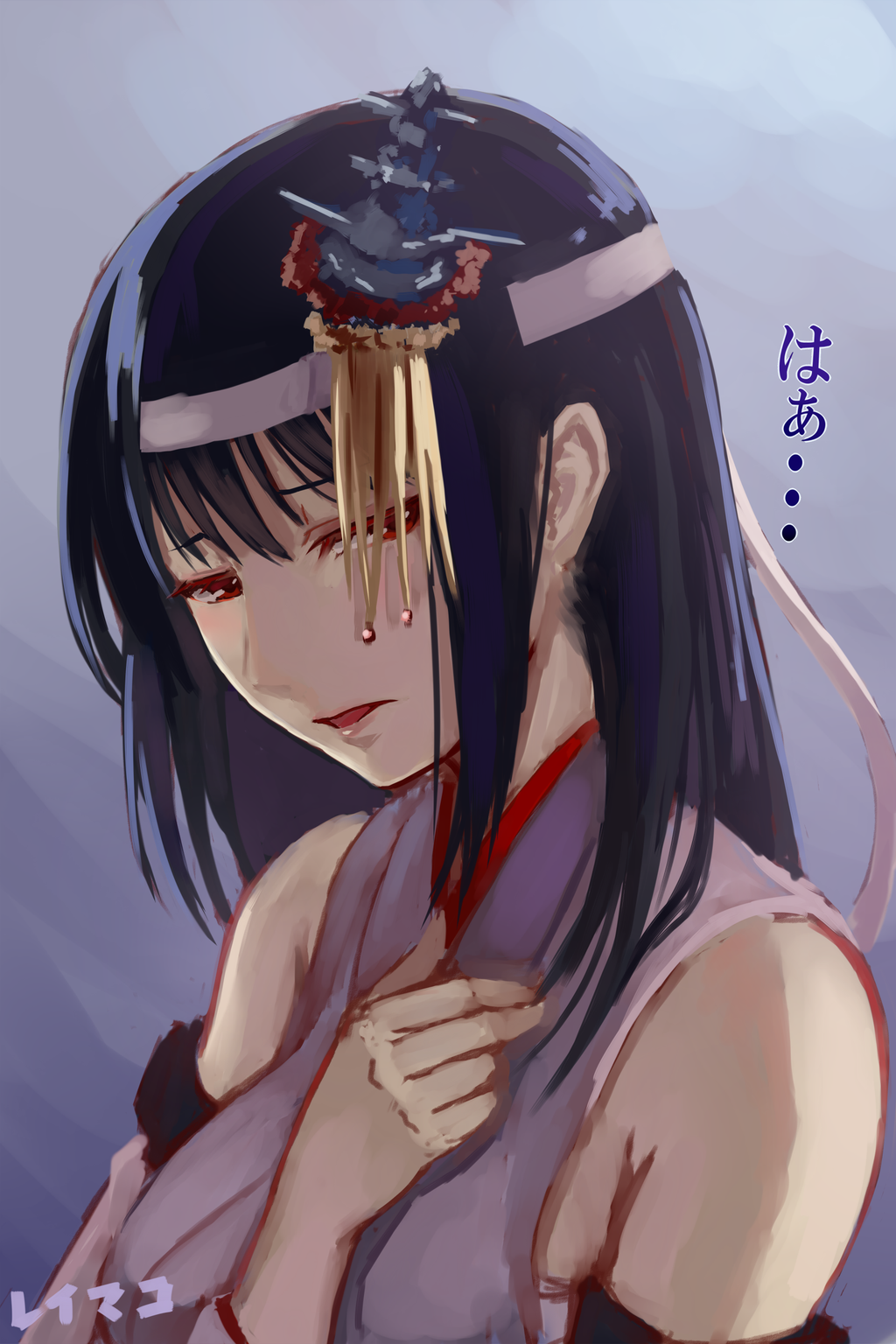 1girl, black_hair, detached_sleeves, fusou_(kantai_collection), hair_ornament, headband, highres, kantai_collection