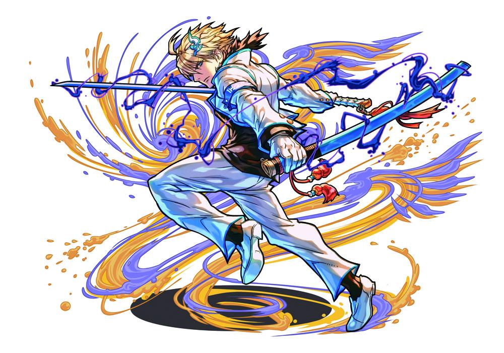 1boy, archangel_lucifer, armband, blonde_hair, blue_eyes, gakuran, hair_ornament, hino_shinnosuke