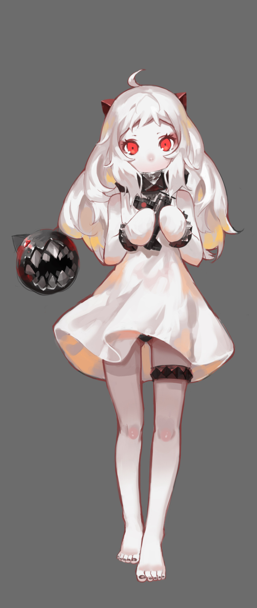 1girl, absurdres, ahoge, airplane, bare_legs, barefoot, black_panties, covered_mouth