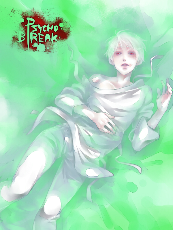 1boy, copyright_name, leslie_withers, logo, partially_submerged, red_eyes, slime, solo, suginomori, the_evil_within