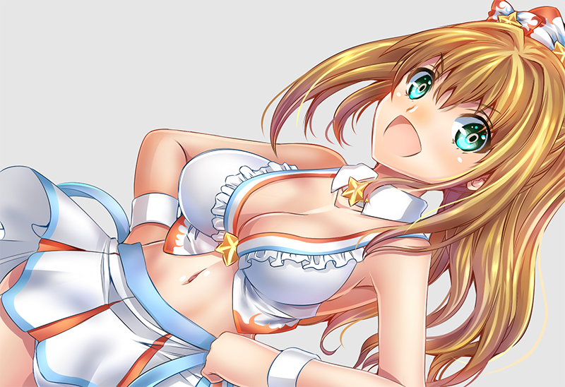 1girl, aqua_eyes, bow, breasts, brown_hair, cleavage, detached_collar, dutch_angle