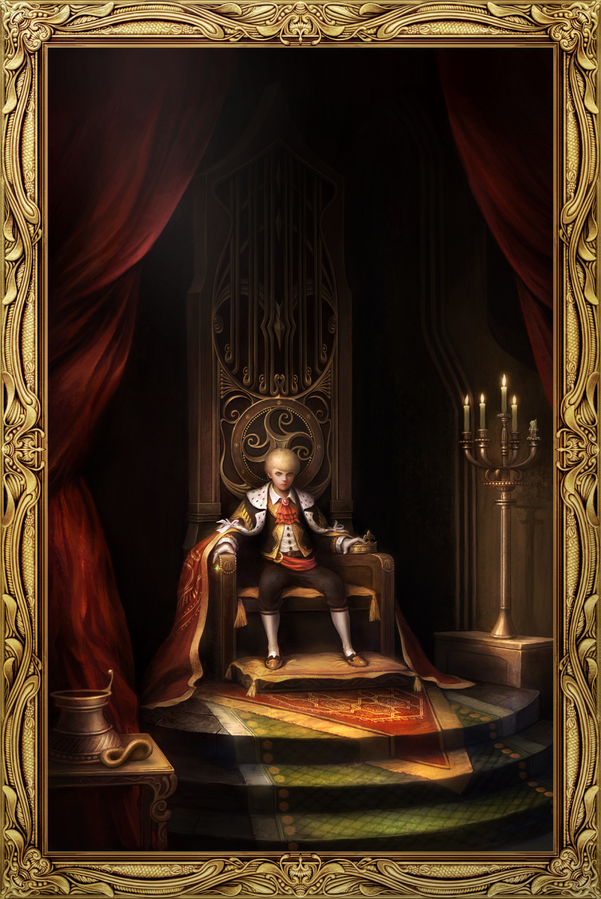 1boy, artist_request, candle, candlestand, chaos_heroes_online, curtains, highres, indoors