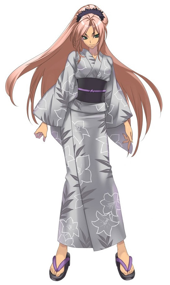 anesha, bangs, cross_edge, feet, floral_print, green_eyes, japanese_clothes, kimono