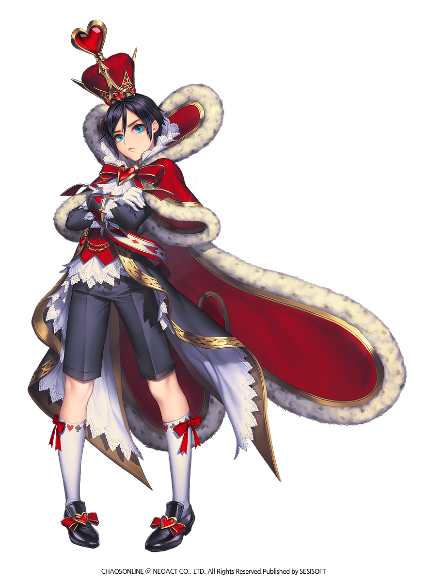 1boy, alice_in_wonderland, blue_eyes, blue_hair, cape, chaos_heroes_online, company_name, copyright_name
