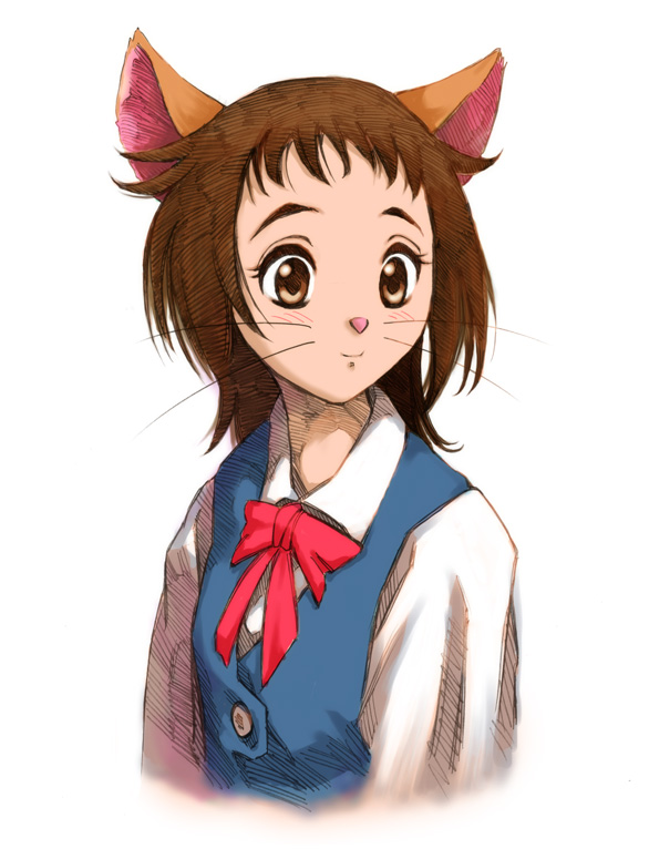 brown_eyes, brown_hair, furry, hisahiko, neko_no_ongaeshi, school_uniform, short_hair, solo, studio_ghibli, yoshioka_haru