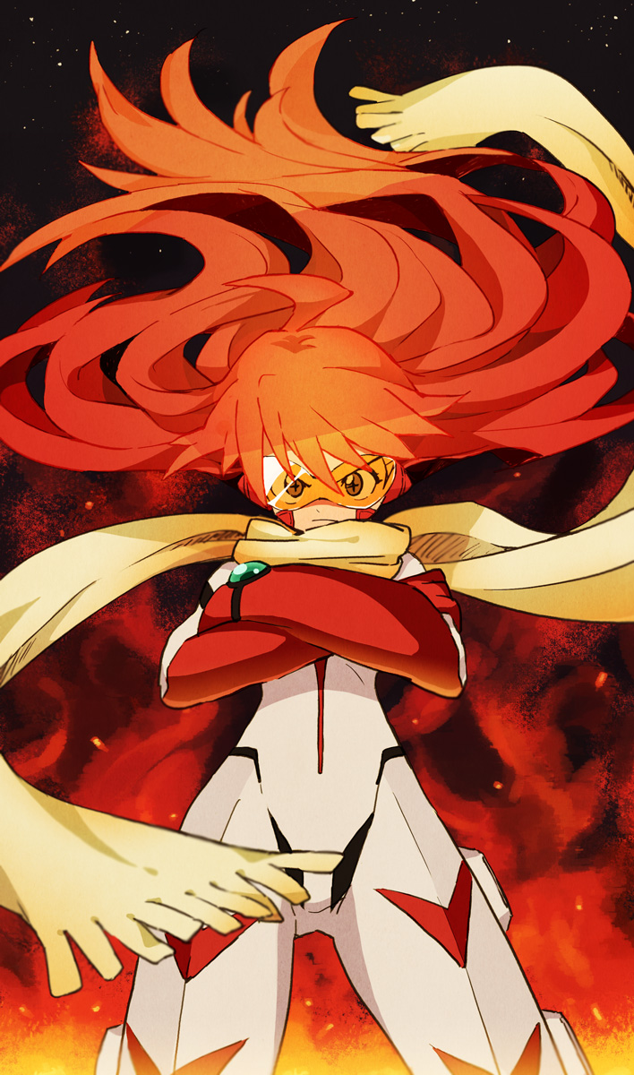 +_+, 1girl, ahoge, buster_machine_7, crossed_arms, gunbuster_pose, highres, long_hair