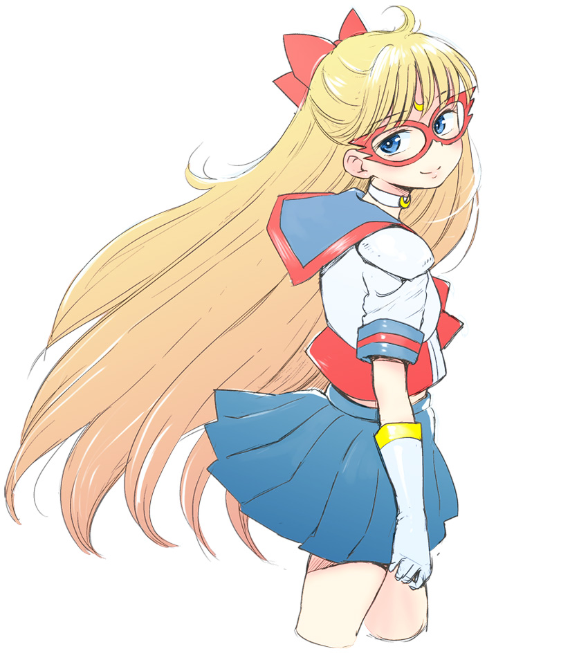 1girl, aino_minako, bishoujo_senshi_sailor_moon, blonde_hair, blue_eyes, blue_skirt, bow, crescent