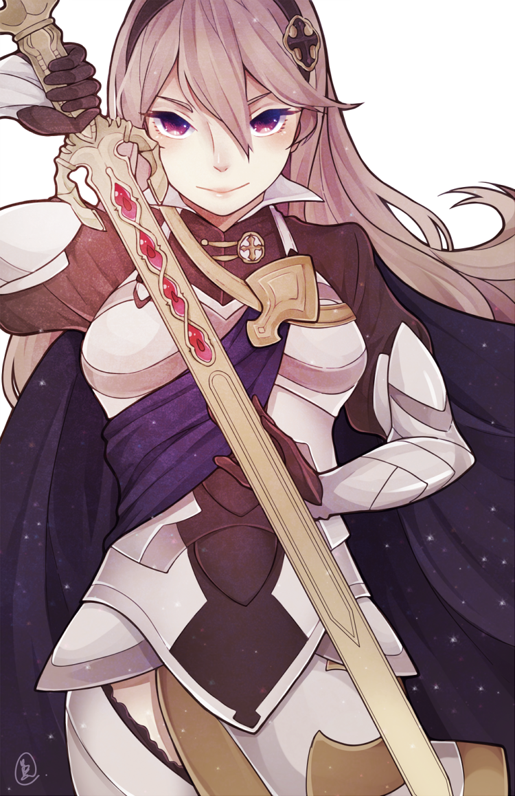armor, aya_(8819062), brown_hair, cape, fire_emblem_if, hairband, my_unit, red_eyes