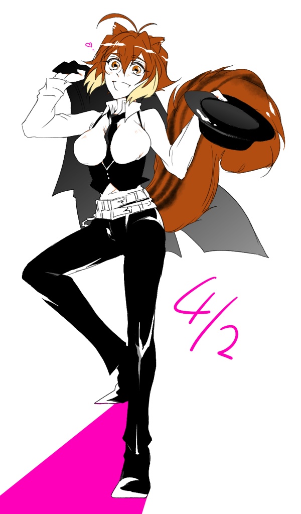 1girl, animal_ears, antenna_hair, between_breasts, blazblue, breasts, brown_eyes, brown_hair