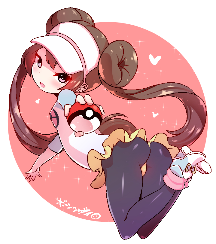 1girl, ass, black_legwear, blue_eyes, blush, born-to-die, brown_hair, double_bun