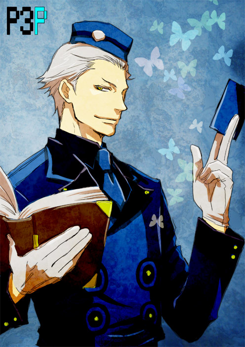 butterfly, garrison_cap, hat, male_assistant_(persona_3), persona, persona_3, persona_3_portable, shidatsu_takayuki