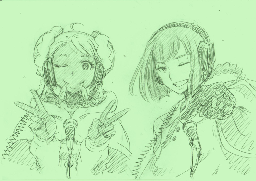 1boy, 1girl, bob_cut, gundam, gundam_g_no_reconguista, headphones, highres, klim_nick