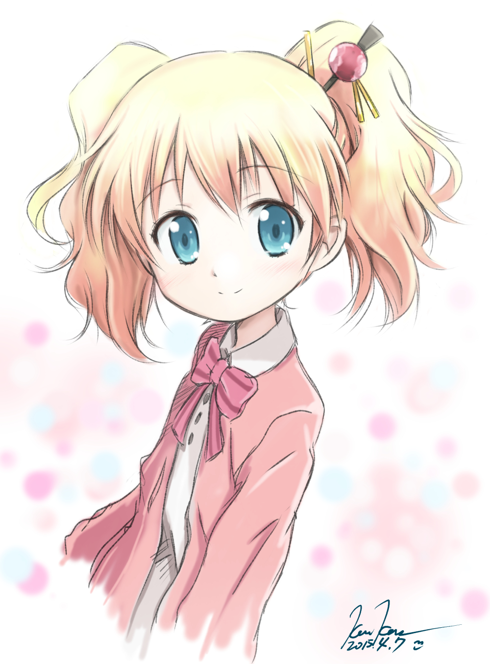 1girl, alice_cartelet, blonde_hair, blue_eyes, highres, kem_kem, kin-iro_mosaic, looking_at_viewer
