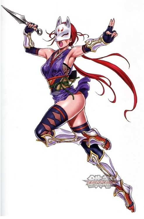 1girl, arm_guards, armpits, breasts, female, fox_mask, full_body, gloves