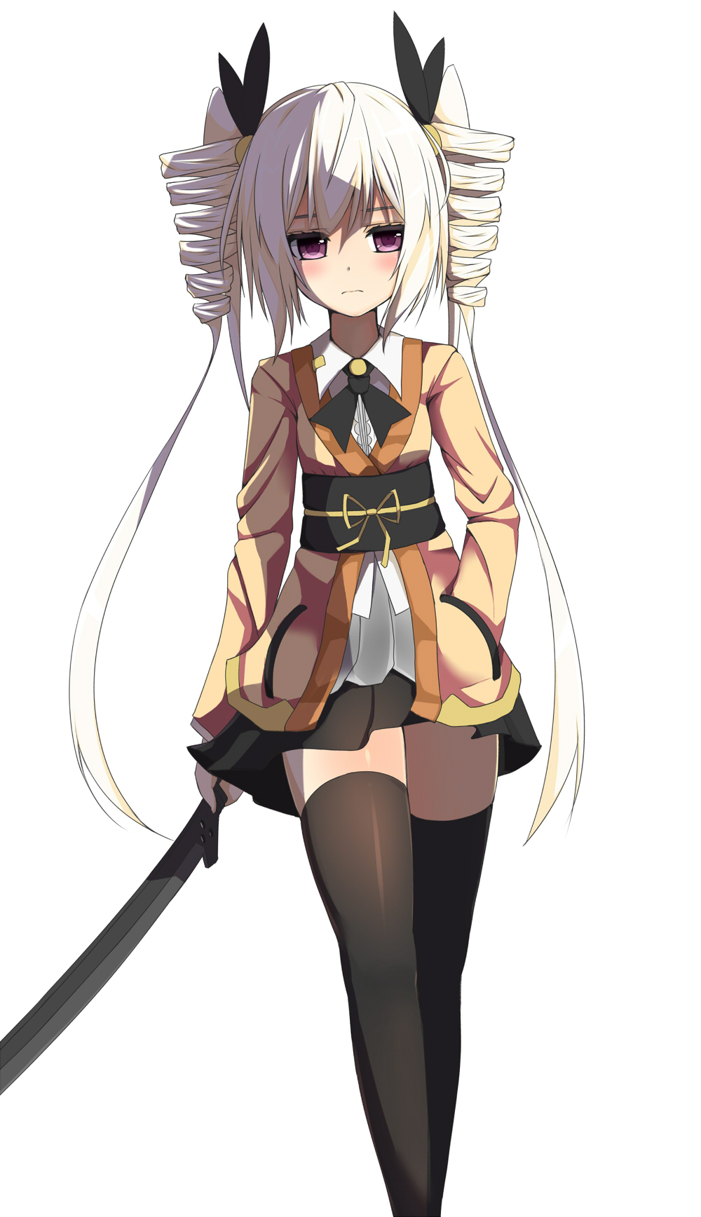 1girl, black_legwear, blonde_hair, drill_hair, highres, linez, lolita_fashion, solo
