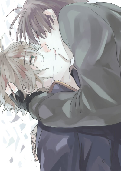 2boys, aldnoah.zero, brown_hair, junka-sakura, kaizuka_inaho, kiss, multiple_boys, pilot_suit