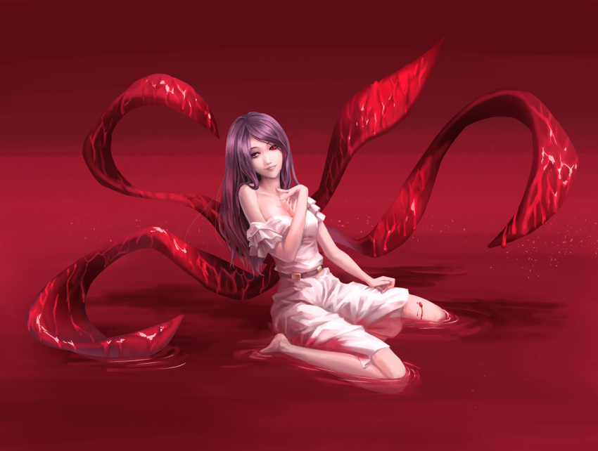 1girl, chocofox, kamishiro_rize, pool_of_blood, solo, tokyo_ghoul