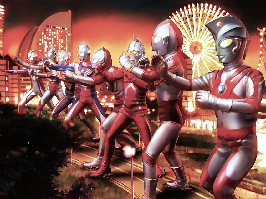 city, cityscape, everyone, ferris_wheel, giant, kaette_kita_ultraman, ultra_series, ultra_seven