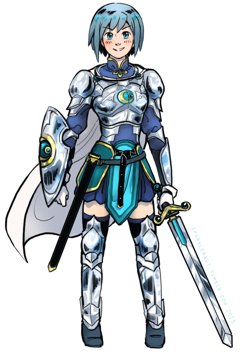 1girl, armor, blue_eyes, blue_hair, blush, breastplate, cape, ddhew