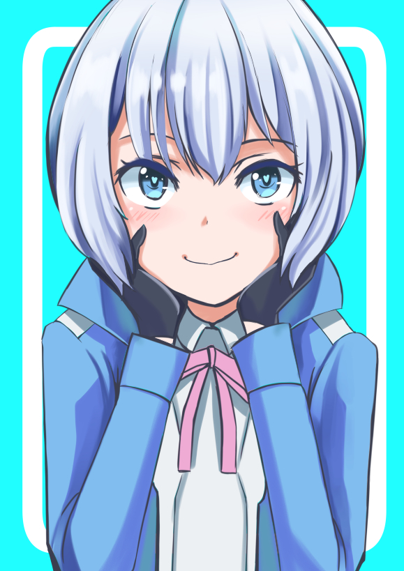 1girl, blue_eyes, gloves, gundam, gundam_build_fighters, gundam_build_fighters_try, hands_on_own_face, heart
