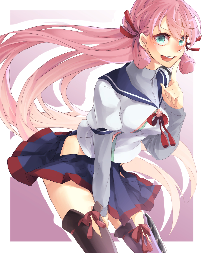 1girl, akashi_(kantai_collection), asagi-so, green_eyes, hair_ribbon, kantai_collection, long_hair, looking_at_viewer