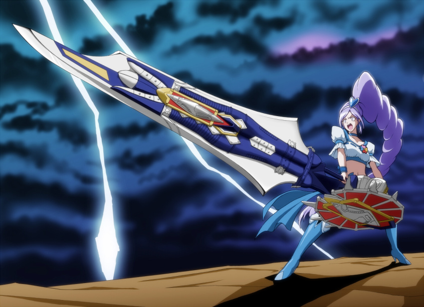 1girl, aono_miki, boots, choker, crossover, cure_berry, duplicate, earrings