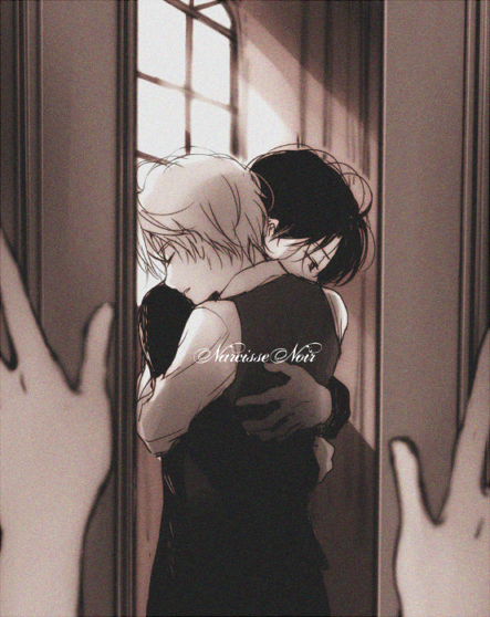 2boys, aldnoah.zero, hug, kaizuka_inaho, monochrome, multiple_boys, sinba_(ying-hua), slaine_troyard, vest